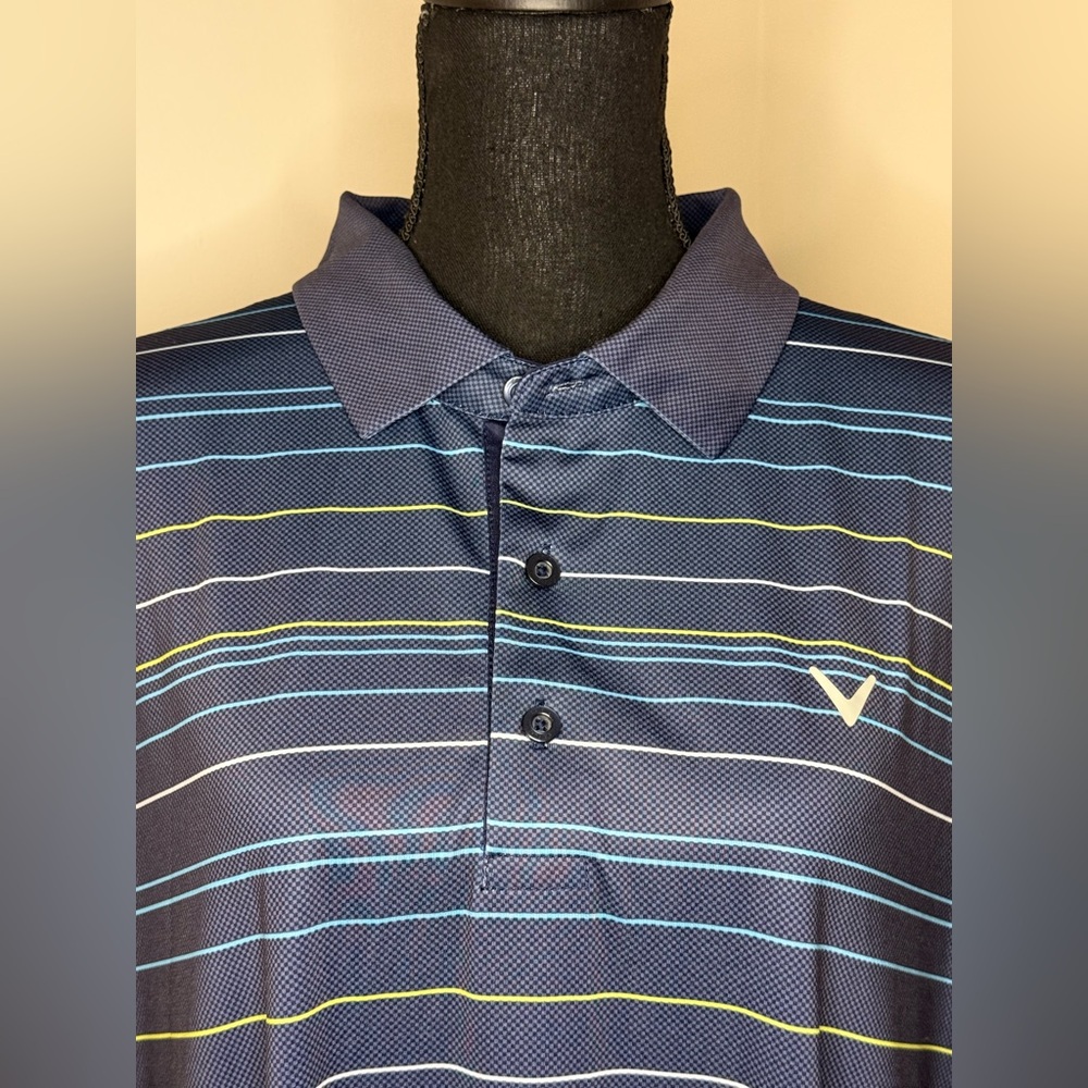 Callaway Men's Blue Multi-Striped Polo Shirt